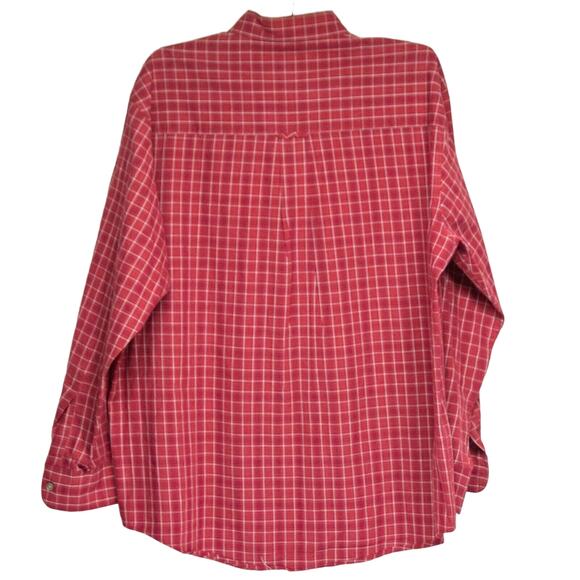 CHAPS by Ralph Lauren Men's XL Dress Shirt Red Checked Cotton Blend Button Down - Picture 2 of 5